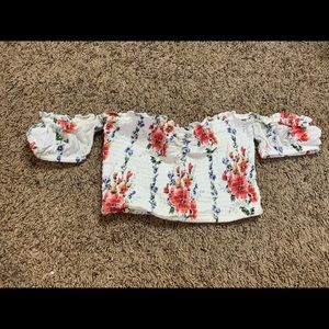 Cropped off the shoulder floral blouse